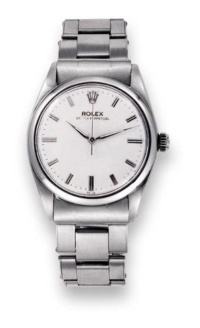 Rolex,Oyster Perpetual, Officially Certified.Chronometer, case No. 439759, Ref. 6614. Made in 1959..Fine and rare, center seconds, self-winding, water resistant.stainless steel wristwatch with a riveted stainless steel Rolex.Oyster bracelet.