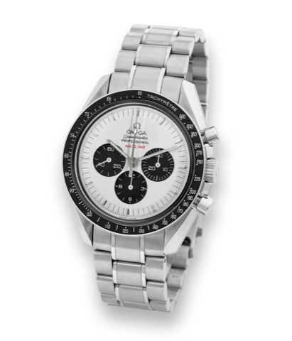 Omega Anniversary no. 999.Omega, Speedmaster Professional _ July 20, 1969.No. 0999/3500, case No. 77122004, Ref. 35693100. Made in.a limited edition of 3500 pieces in 2004 to commemorate the.35th Anniversary of Apollo 11, 1969 _ 2004..Fine, asymmetric, wa