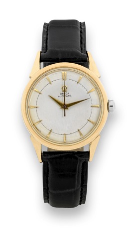Omega Ref. 2597.Omega Ref. 2597 Steel Gold-Plated Omega, Automatic, No. 12335064, Ref. 2597-6. Made in the late 1950s..Fine and rare, center seconds, self-winding, water-resistant, stainless steel Staybrite and yellow gold-plated.wristwatch..To be sold 