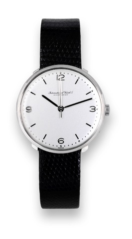 IWC White Gold so-called Disco volante.International Watch Co., (IWC), Schaffhausen.movement No. 1572938, case No. 1626021, Ref. 1210..Made in the late 1950s..Fine and rare, center seconds,18K white gold wristwatch.
