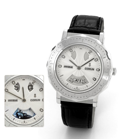 Technology No. 1.Corum, Admiral's Cup, Anniversary Edition, Ref. 274.849.59.No. 1/10. Made in a limited edition of 10 examples in the late 1990s..Very fine, rare and unusual, dodecagonal, animated quarter.repeating, self-winding, water-resistant, 18K whit