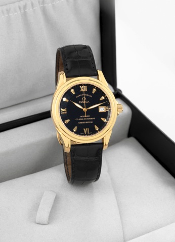 Omega DeVille Co-Axial.Omega, DeVille Co- Axial Escapement, Chronometer.Automatic, Ref. 168.1848, case No. 60328648, No. 514/999..Made in a limited edition of 999 pieces in 1999..Very fine, center seconds, self-winding, water-resistant.18K pink gold gentl