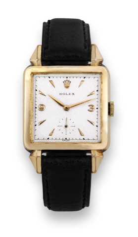 Rolex, Square, case No. 875011, Ref. 8813. Made in.the 1940s..Fine, square, gold filled wristwatch..To be sold without reserve