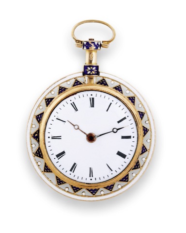 Humbert Bliet.Humbert Bliet, No. 2842. Made circa 1800..I8K gold and enamel pocket watch.