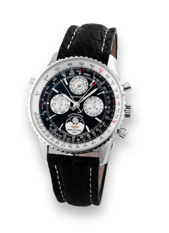 Breitling Platinum Navitimer.Perpetual Calendar Rattrapante.Breitling, 1884, Navitimer, Perpetual Calendar, Split-.Chronograph, No. 02/10, Ref. L46322. Made in a limited.series of 10 examples in the 1990s..Very fine and rare, water resistant, self-winding