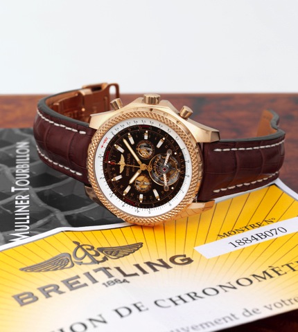Breitling Pink Gold Mulliner Tourbillon.Breitling, for Bentley Motors - Mulliner Tourbillon, movement No. 1884B070, Ref. K18841. Made in a very few examples only.production of this model started in 2005..Extremely fine, rare and unusual, heavy, oversized,
