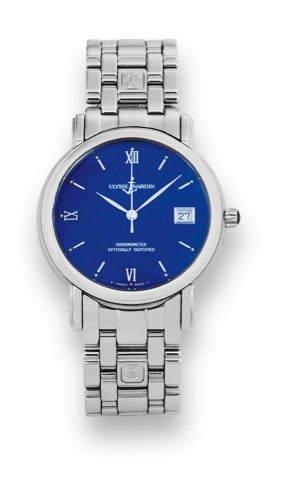 Ulysse Nardin Steel San Marco.Ulysse Nardin, San Marco, Chronometer Officially Certified, movement No. 12112, case No. 13355.Ref. 133-77-9. Made in the 1990s..Fine, center-seconds, self-winding, water-resistant, stainless steel wristwatch with date and a 