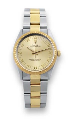 Rolex, Stainless Steel and Yellow Gold.Ref. 1038.Rolex, Oyster Perpetual, Superlative Chronometer Officially.Certified, case No. 9763237, Ref. 1038/1002. Made in 1986..Fine and rare, water resistant, self-winding, center seconds.stainless steel and 18K ye