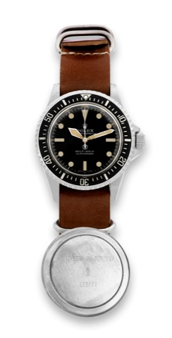 ROLEX - Ref. 5517, Military Submariner.Rolex, Oyster Perpetual, Submariner, 660 ft=200 m., case No. 5212903, Ref..5517/5513. Made in 1972 for the British Military..Very fine and rare, center-seconds, self-winding, water-resistant, stainless steel military