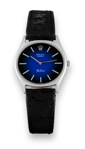 Rolex White Gold Cellini.Rolex, Geneve, Cellini, case No. 4133816, Ref. 3806..Made in the late 1970's..Fine, thin, horizontal oval, 18K white gold wristwatch with an.18K white gold Rolex buckle.
