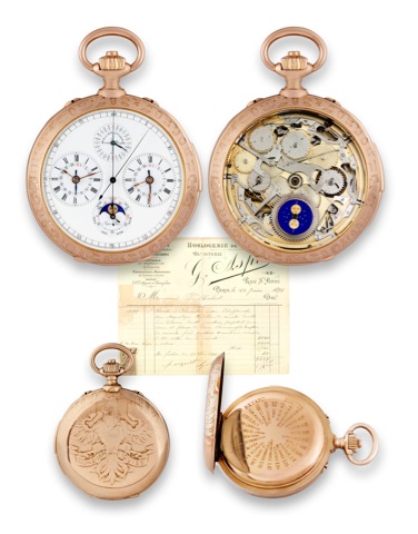 Louis Audemars - La Russe II - One of.The Most Important Complicated Watches.of the 19th Century - The Unique Julian.Gregorian Double Perpetual Calendar.Two Time Zone, Minute-Repeating and.Chronograph Watch of 1873.Louis Audemars, Grande Complication, No.