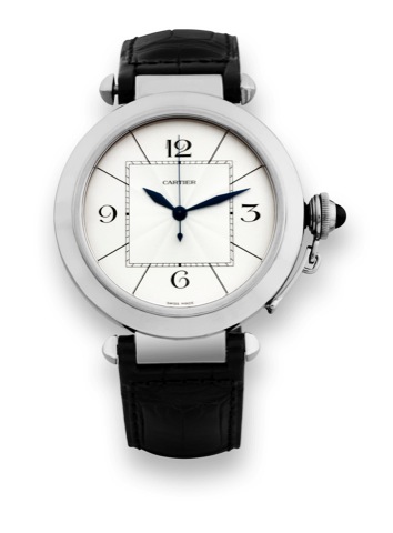 Cartier _ Pasha 42 MM - White Gold.Cartier, Pasha 42 MM, case No. 306885CE, Ref. 2727..Sold in July 2007..Very fine, center seconds, self-winding, water-resistant.18K white gold wristwatch with an 18K white gold Cartier.deployant clasp. Accompanied by the