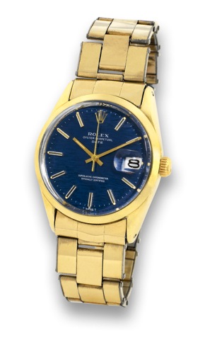 Rolex - Ref. 1550 - Gold Shell.Rolex, Oyster Perpetual Date, Superlative Chronometer.Officially Certified, case No. 3070253, Ref. 1550. Made in.the late 1970's..Fine, center seconds, self-winding, water-resistant, yellow.gold shell over stainless steel wr