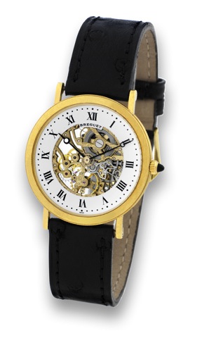 BREGUET _ REF. 486 _ SKELETON.Breguet, Skeleton, case No. 4257, Ref. 486. Made in.the 1990's..Fine and elegant, thin, skeletonized, 18K yellow gold.wristwatch.