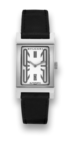 Bulgari, Rettangolo, case No. L8139, Ref. RT45S. Produced circa 2000..Fine, self-winding, water-resistant, stainless steel wristwatch with date and a Bulgari stainless steel buckle..To be sold without reserve