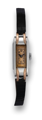 Rolex Princess, Ref. 1608 18k white and pink gold.Rolex, Princess, No. X4379, Ref. 1608. Made circa 1930..Very fine and unusual, rectangular, 18K white and pink gold lady's wristwatch..To be sold without reserve