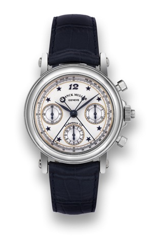 Franck Muller Endurance GT, No. 00.Franck Muller, Geneve, Endurance GT, No. 00, Ref. 7000 R.EN. Made in 1995 for the World Endurance Championship.sold in February 1998..Very fine, self-winding, stainless steel wristwatch, round.button co-axial split-secon