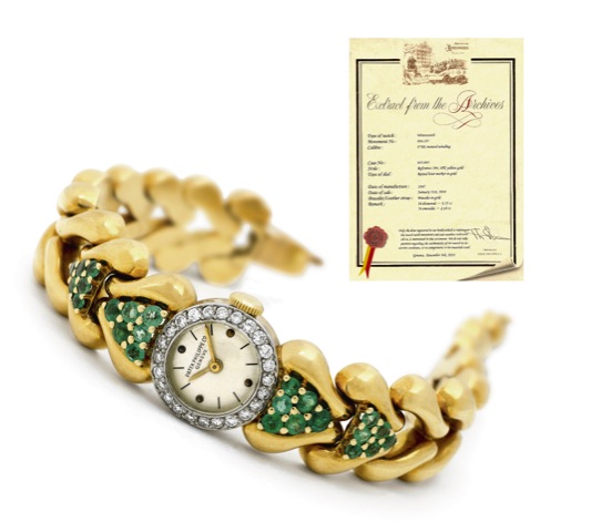 PATEK PHILIPPE - REF. 294 - YELLOW GOLD - DIAMONDS EMERALDS.Patek Philippe Co., Gen