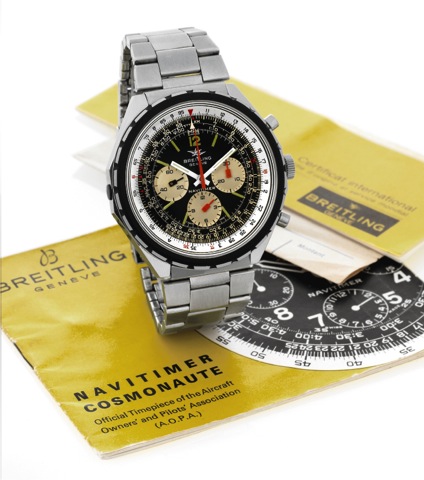 BREITLING _ REF. 816 _ NAVITIMER.Breitling, Geneve, Navitimer, case No. 1250617, Ref. 816-72..Made in 1968..Fine, large, octagonal, water-resistant, stainless steel.wristwatch with round button chronograph, registers.telemeter, slide-rule and a Breitling 