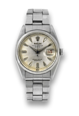 ROLEX - REF. 6534 - STEEL - DATE.Rolex, Oyster Perpetual, Date, Officially Certified Chronometer,.case No. 227651, Ref. 6534. Made in 1957..Fine, center seconds, self-winding, water-resistant, stainless.steel wristwatch with red and black date and a stain