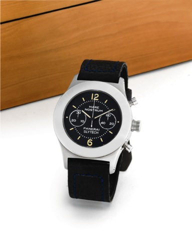 PANERAI - MARE NOSTRUM - SLYTECH.Officine Panerai, Firenze 1860, Mare Nostrum - Slytech.- Special Edition Sylvester Stallone, No. 020/500, Ref. 5218-.304. Made in a limited edition of 500 pieces in 1996..Fine and very rare, large, water-resistant, stainle