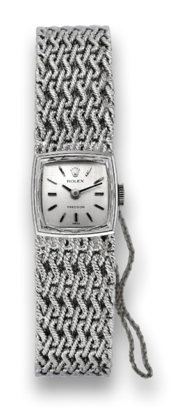 ROLEX PRECISION.Rolex, Precision, case No. 2513884, Ref. 3172. Made in the 1960's..Fine and elegant, square, 18K white gold and diamond lady
