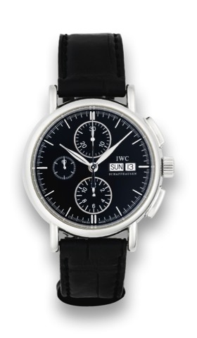IWC, REF. 3783, STEEL PORTOFINO CHRONOGRAPH.IWC, International Watch Co., Schaffhausen, Portofino.Chronograph, movement No. 2976038, case No.3211809.Ref. 3783. Made in the 2000's..Fine, stainless steel wristwatch with square button chronograph.registers