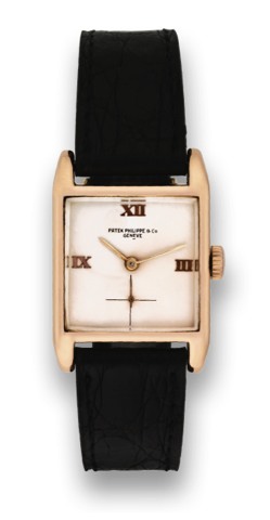 PATEK PHILIPPE, REF. 1522, PINK GOLD..Patek Philippe Co., Geneve, movement No. 910814, case No. 512580.Ref.1522. Made circa 1950..Fine and rare, square, 18K pink gold wristwatch with an 18K yellow gold.Patek Philippe buckle.