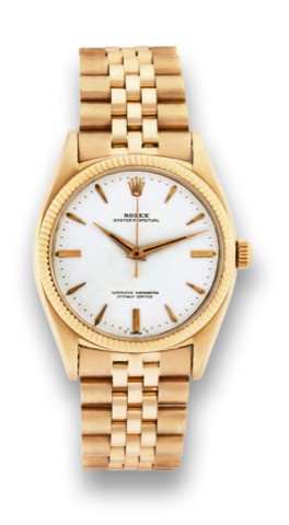 ROLEX REF. 1013 PINK GOLD.Rolex, Oyster Perpetual, Superlative.Chronometer, Officially Certified, case.No. 488206, Ref. 1013. Made circa 1958..Fine and rare, center seconds, selfwinding.water-resistant, 18K pink gold.wristwatch with an 18K pink gold Rolex