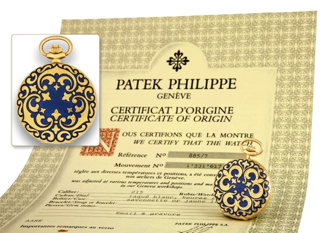 PATEK PHILIPPE, REF. 885, HUNTING CASED PENDANT WATCH.CHAMPLEV