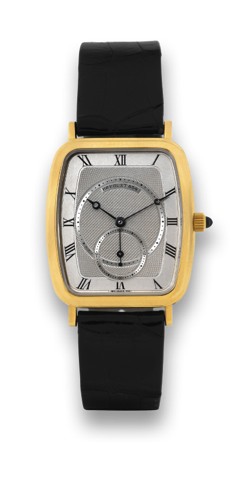 BREGUET REF. 3490 YELLOW GOLD.Breguet, No. 854, Ref. 3490. Made in the 1990's..Very fine and elegant, tonneau-shaped, water-resistant.18K yellow gold wristwatch with an 18K yellow gold.Breguet buckle.