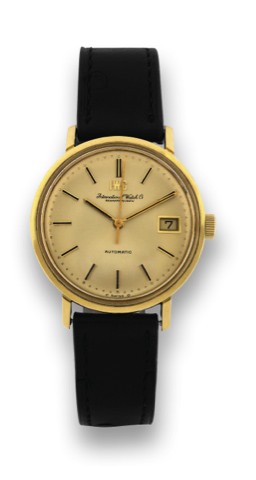 IWC REF. 1818 AUTOMATIC YELLOW GOLD.International Watch Co., Schaffhausen, Automatic, No. 2150301, case No. 2214861, Ref. 1818. Made in the.late 1960's..Fine and rare, center seconds, self-winding, water-resistant, 18K yellow gold wristwatch with date..To