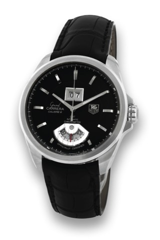 TAG HEUER STEEL GRAND CARRERA GMT.Tag Heuer, Swiss, Grand Carrera, GMT Automatic, Chronometer.Officially Certified, No. 1702732, Ref. WAV 5111..Made in 2008..Fine, two time zone, center seconds, self-winding, waterresistant.stainless steel wristwatch with