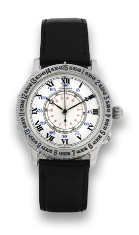 LONGINES-LINDBERGH HOUR ANGLE WATCH.Longines, Lindbergh - Hour Angle Watch, movement.No. 58047952, case No. 24725578, Ref. 989. 5215, replica.of the famous navigator's watch, invented by Col. Chas. A..Lindbergh and Longines in 1927, US Pat. 1923305. Made 