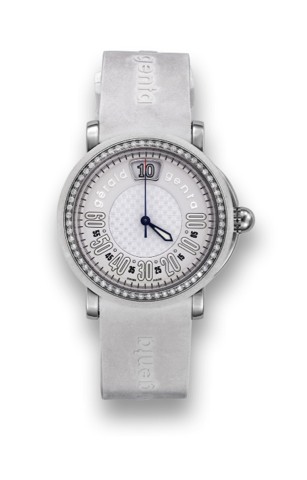 GERALD GENTA REF. RSP.L.10 RETRO SPORT STEEL.DIAMOND AND RUBBER.G_rald Genta, Retro Sport, case No. 110813, Ref. RSP.L.10..Made in the late 1990s..Fine, jump-hour, center-seconds, self-winding, waterresistant.stainless steel, rubber and diamond wristwatch