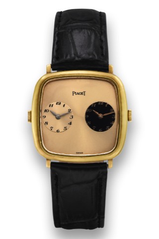 PIAGET REF. 612773 YELLOW GOLD DUAL TIME.ZONES.Piaget, Dual Time Zones, Ref. 612773. Made in the 1970s..Fine and unusual, rounded square, two time zone, 18K yellow.gold wristwatch with two movements, two dials and an 18K.yellow gold Piaget buckle.