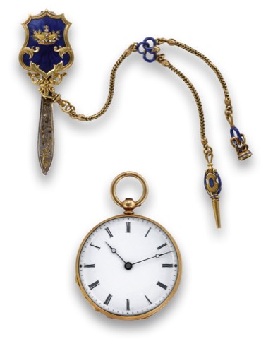 J.F. BAUTTE CIE PENDANT WATCH CHATELAINE.Jean-Francois Bautte Cie, a Geneve, No. 70054. Made circa.1885..Very fine, Louis XV-style, 18K gold, keyless lady