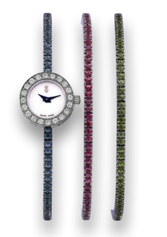 CORUM DEBUTANTE WOMEN'S GEMSTONE BRACELET WATCH.Corum, case No. 1713176. Made in the 2000