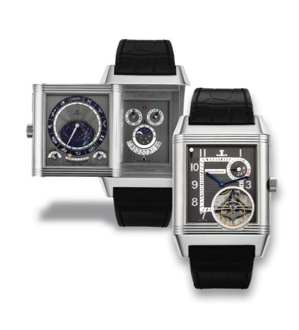 JAEGER LECOULTRE REVERSO GRAND COMPLICATION 'A TRIPTYQUE,' WHITE GOLD, NO.02/20..Jaeger-LeCoultre, Reverso Grande Complication a Triptyque, No. 2/20, case No. 2666568, Ref. 241.3.65. Made in a limited.edition of 20 sets in white gold. Sold on December 18t