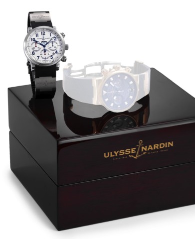 ULYSSE NARDIN REF.353-88 PETRONAS FP1.LIMITED EDITION.Ulysse Nardin, Maxi Marine Chronograph, Automatic.No.091/110, Ref. 353-88. Made in a limited edition of 110.examples circa 2005..Fine, water-resistant, self-winding stainless steel wristwatch.with roun
