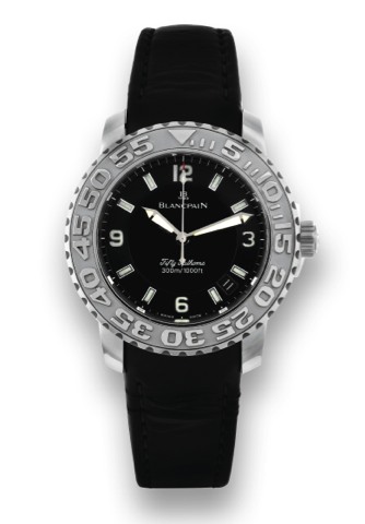BLANCPAIN FIFTY FATHOMS.STAINLESS STEEL.Blancpain, Fifty Fathoms.300m/1000ft, No.160, Ref. 2200. Made.in the 2000s..Fine, center-seconds, self-winding.water-resistant, stainless steel wristwatch.with date and a stainless steel Blancpain.deployant clasp.