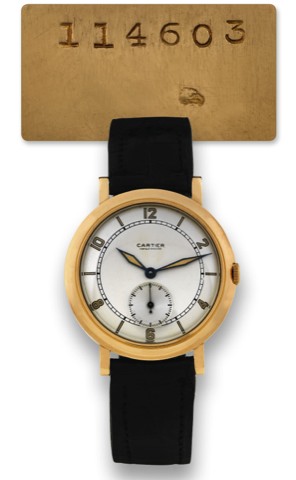 Jaeger LeCoultre, retailed by Cartier, No. 642101.case No. 114603. Made in the 1950's..Fine, 18K pink gold wristwatch with luminous dial.