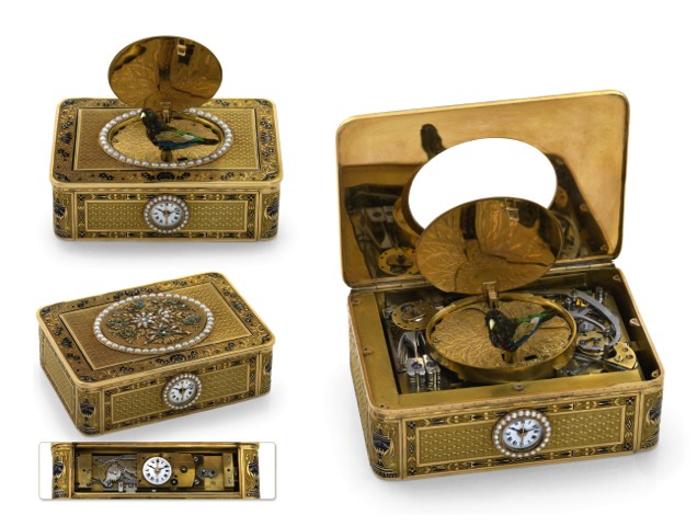 FRERES ROCHAT - EXCEPTIONAL SINGING BIRD BOX WITH MUSIC REPEATING WATCH.Fr