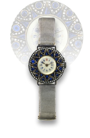 LECOULTRE - BELLE EPOQUE SAPPHIRE.DIAMONDS.LeCoultre Cie. Made circa 1910..Very fine and very elegant, lady