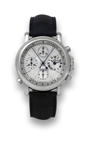 Ulysse Nardin Steel Split Chrono.Berlin 1907 Ulysse Nardin, Split -.Chrono Berlin 1907, No. 499, Ref. No..573-22. Sold on January 28th, 1995..Very fine, self-winding, water-resistant.stainless steel wristwatch with round.button split-seconds chronograph.r