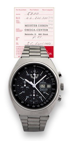 OMEGA REF. ST 176.0012.SPEEDMASTER MARK 4.5 STEEL.Omega Speedmaster, Automatic, Ref. ST.176.0012. Sold on September 25th, 1983..Fine, self-winding, water-resistant.tonneaushaped, stainless steel.wristwatch with day, date, round button.chronograph, 12-hour