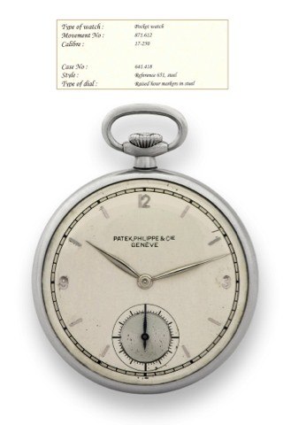 PATEK PHILIPPE, REF. 651. STEEL DRESS WATCH, TWO-TONE DIAL.Patek Philippe Cie, Genève, No. 871612, case No. 641418, Ref. 651. Made in 1948, sold on July 17th, 1950..Fine and very rare, stainless steel, keyless dress watch with two-tone dial. Accompanied