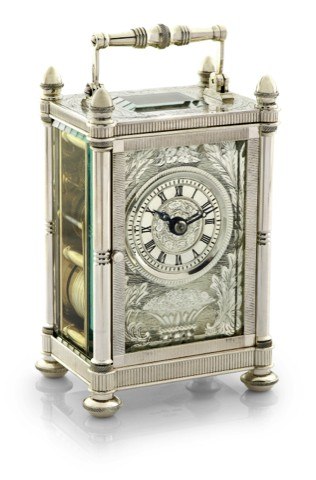 MAPPIN WEBB LIMITED EDITION SOLID SILVER.CARRIAGE CLOCK.Mappin Webb, London, No. 181/200. Made in a limited.edition of 200 pieces to celebrate the Bi-Centenary of the.company in 1975..Fine, solid silver cased, fusee-driven, 8-day going, hour and.half-
