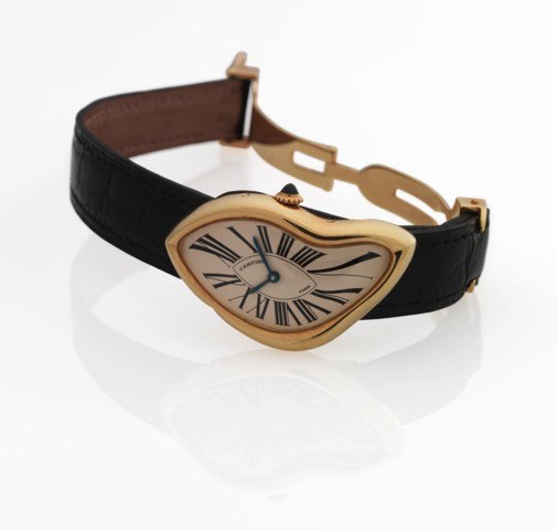 CARTIER PARIS REF. 091-91 CRASH YELLOW GOLD.Cartier, Paris, Crash 1991, No. A 108387, Ref. 091-91. Made in a limited edition of 400 pieces in 1991..Very fine and rare, 18K yellow gold, asymmetrical wristwatch with an 18K yellow gold Cartier Crash deployan