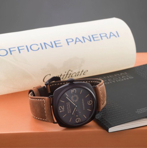 PANERAI REF. OP 6806 PAM 339 8 DAY RADIOMIR COMPOSITE.Panerai, Marina Militare, Composite Radiomir 8 Day Brevettato, No. M 1367 / 1500, Ref. OP 6806. Made in a limited edition of.1500 examples in 2010..Very fine, large, cushion-shaped, water-resistant, 8 